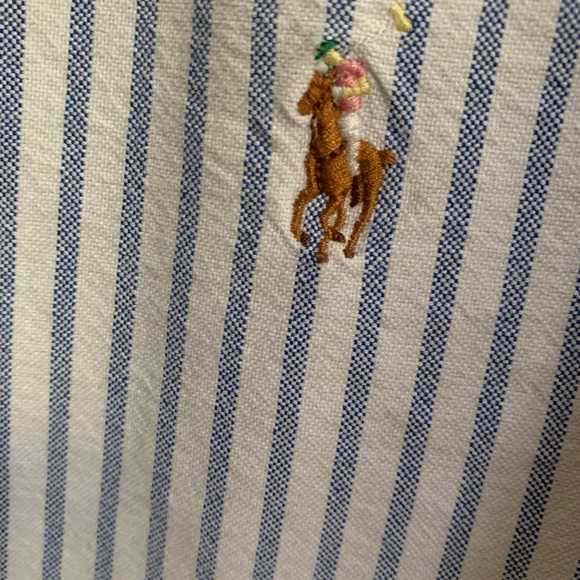 White with Light Blue Stripes Long Sleeve Button Down Shirt - Picture 2 of 5